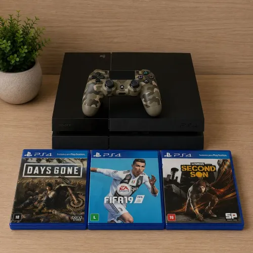 Ps4 Fat + 3 jogos