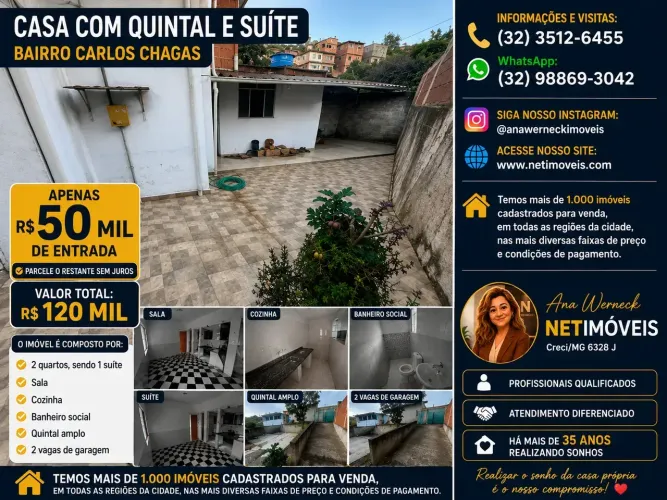 PROCUROU? ACHOU! CASA C/ GARAGEM 2QTOS SUÍTE QUINTAL POSSIBILIDADE AMPLIAR 50MIL ENTRADA +