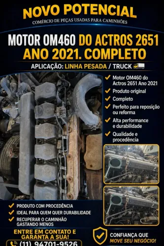 MOTOR OM 460 ACTROS 2651 ANO 2021 COMPLETO