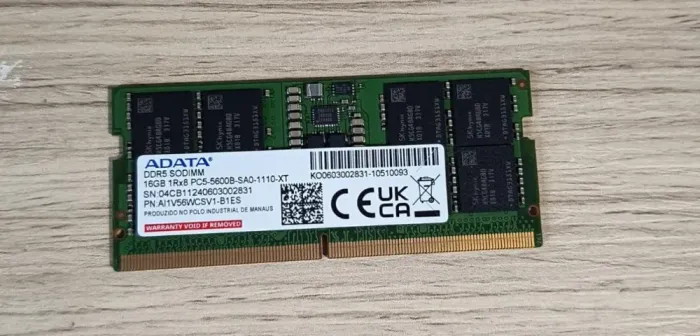 Memória RAM Adata 16GB 5600mhz 1.1v DDR5 p/ Notebook