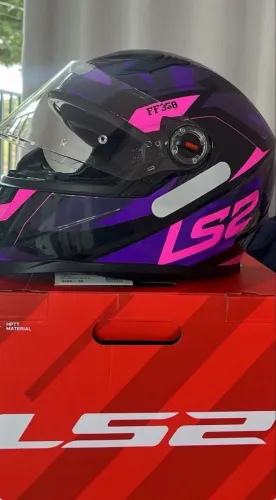 Vende se capacete ls2 original Tank roxo com rosa numeração s