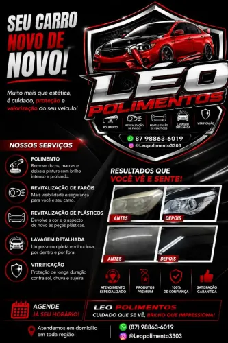 Polimento, lavagem detalhada,higienização, restauração de farol, vitrificação