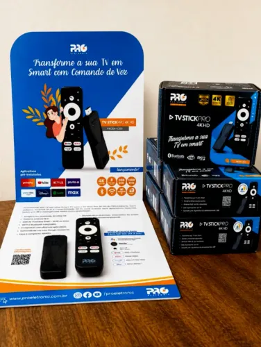 Tv stick Pro 4k proeletronic TV box Android - Comando de voz