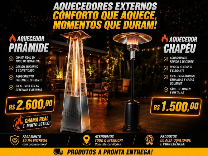 Aquecedor Ambiente Externo Pirâmide e Chapéu 