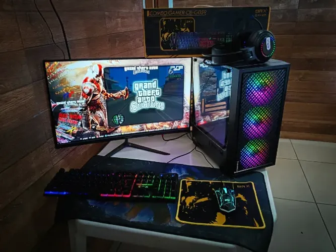 Computador gamer completo + monitor curvo + kit gamer + gtx 970
