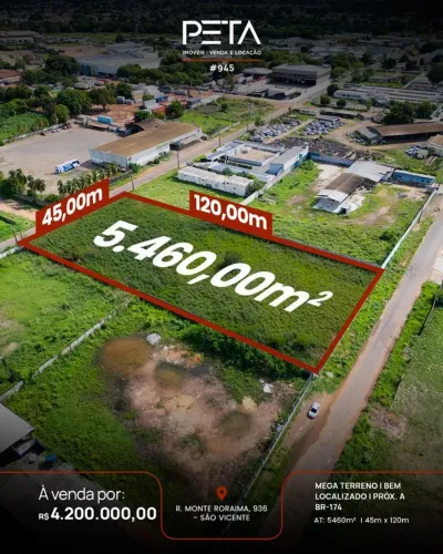 Lote/Terreno à Venda Prox. a BR-174, São Vicente - Boa Vista