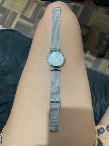 Relógio Feminino Prata Rommanel Autêntico - Pulseira Aço Mesh - Semi Novo