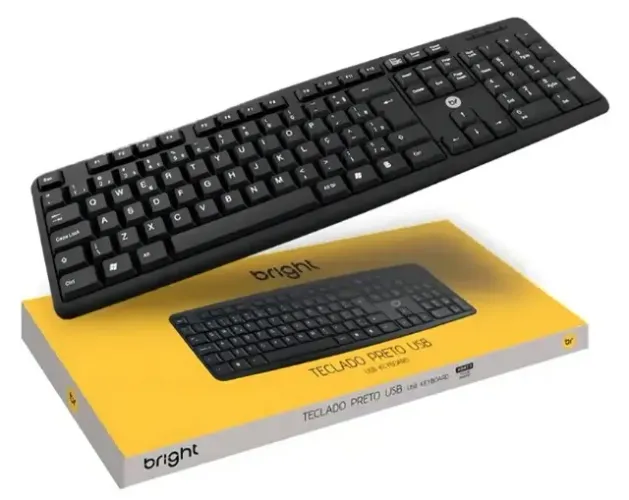 Teclado ABNT2 Bright com fio, na caixa