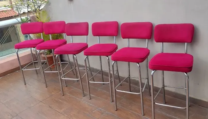 banco banqueta estofado alto rosa o valor e do Jogo de 6