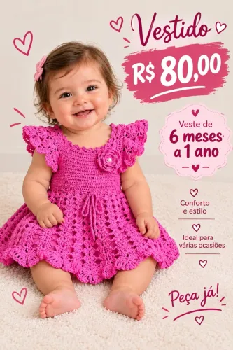 Vestido infantil de crochê
