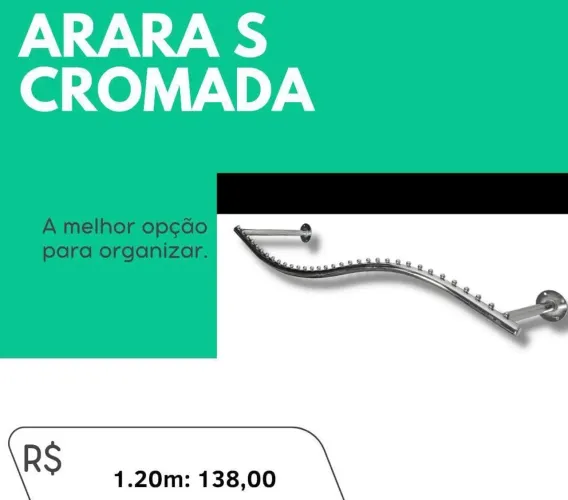 Arara cromada aço inox em S