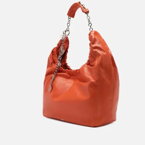 Bolsa Hobo Laranja Couro Olívia Grande