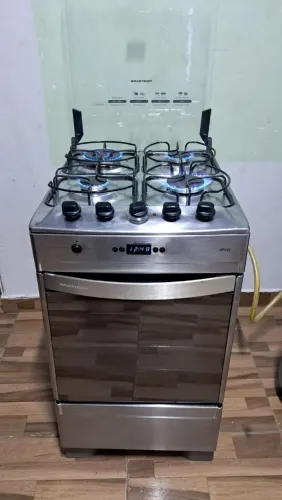 Fogão Brastemp Inox 4 bocas, acendimento automático com timer e Grill (Entrego)