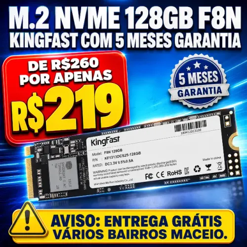SSD M.2 NVMe 128GB KingFast F8N com Garantia