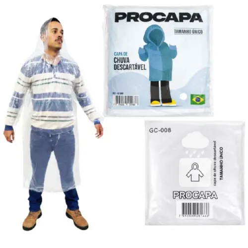 Capa de Chuva Transparente Descartável Adulto Plástico Impermeável Eventos Viagem