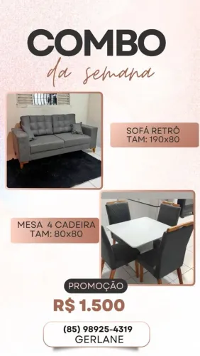 COMBO MESA + SOFÁ APARTIR R$ 1.500