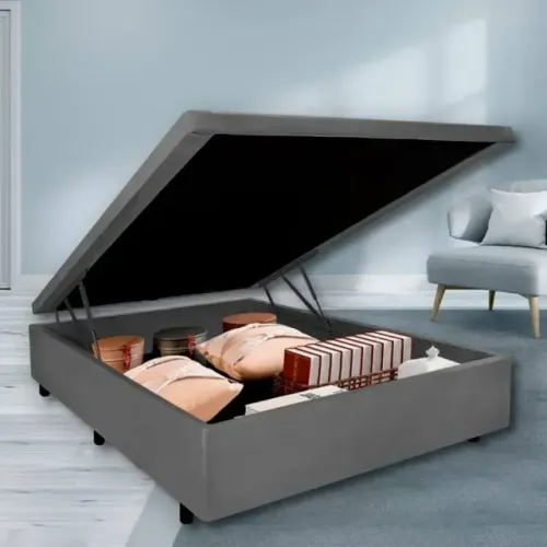 Cama Base Box Baú Viúva Cinza Nanquim