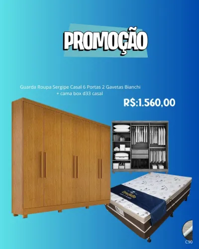 Combo guarda Roupas Sergipe 100% MDF + cama box casal / pague na entrega