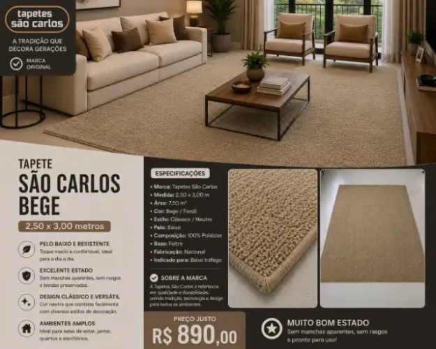 Tapete São Carlos Bege