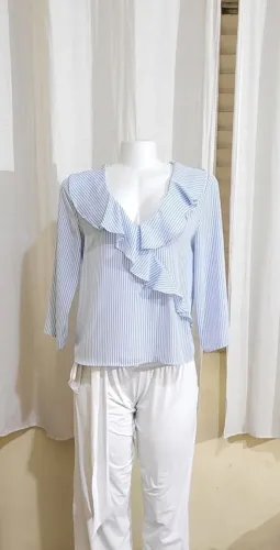 Camisa feminina branca listras zara