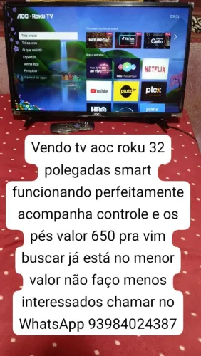 Vendo tv aoc roku 32 polegadas smart valor 650 Zap *87