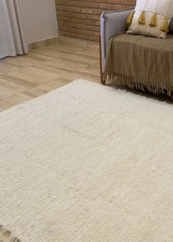 Tapete boho grande para sala/quarto cor cru 2,50 x 3,00 algodão artesanal