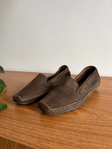 Mocassim de Couro Camurça 39 Masculino Marrom Pegada