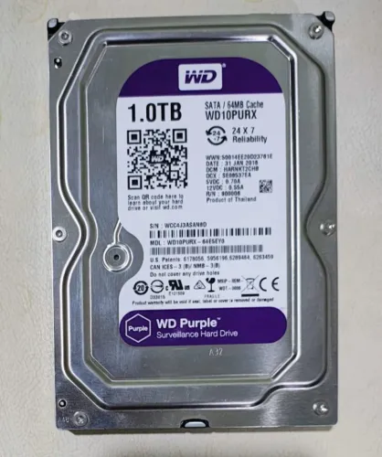 HD Interno WD 1TB Purple, 5400 RPM, SATA 3