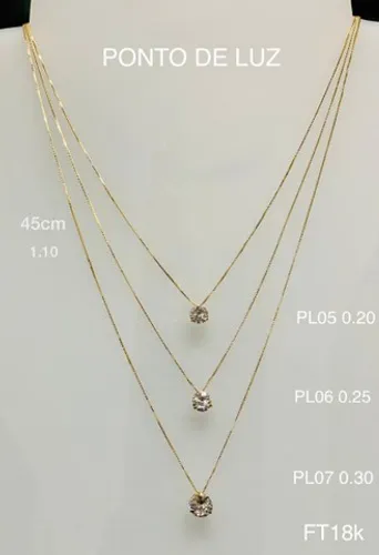 Gargantilhas de ouro 18k, ponto de luz, em até 12x confira!