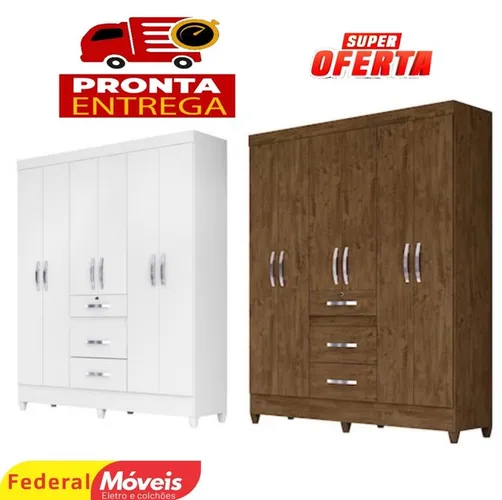 Guarda roupa de casal 6 portas itaiba sem pés