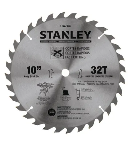 Disco Lâmina de Serra Circular para Madeira 10 Polegadas 254mm x 16mm x 32 Dentes Stanley 