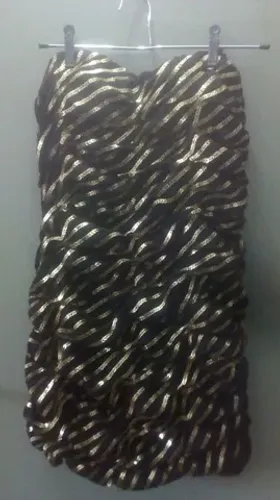 Vestido de festa drapeado com dourado Tam M