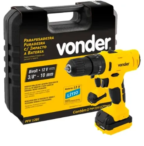 Parafusadeira/Furadeira de Impacto PFV120I a Bateria 12V 3/8 Pol. com Carregador Bivolt Ma