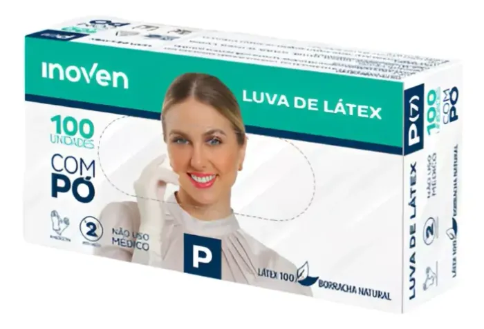 Luva Látex com pó - tam PP., P., M. e Grande. R$ 21,90