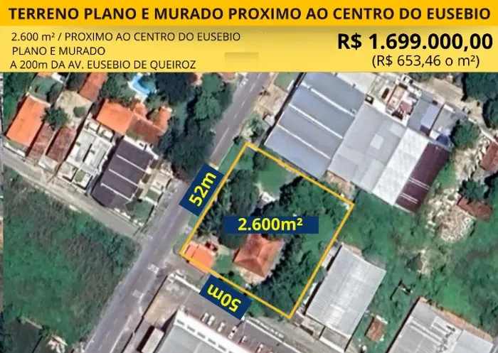Terreno próximo ao Centro do Eusébio- 2600m²