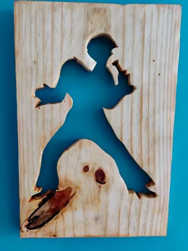 Quadro Decorativo em Madeira com Desenho de Silhueta Elvis Presley