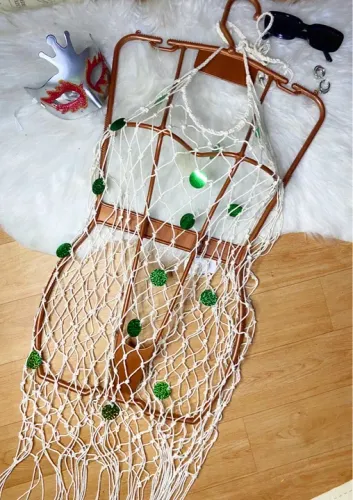 Vestido de macrame Transparente com Paetês