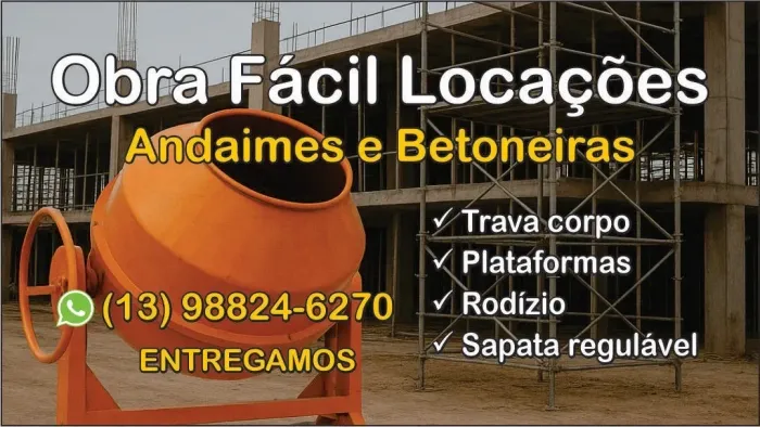 Aluguel de andaimes betoneiras, tudo para sua obra 
