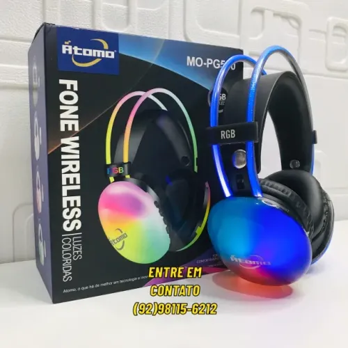 Fone Headset Gamer Hathor Rgb Led Over Ear Sem Fio - Entrega das 9 até 22hrs