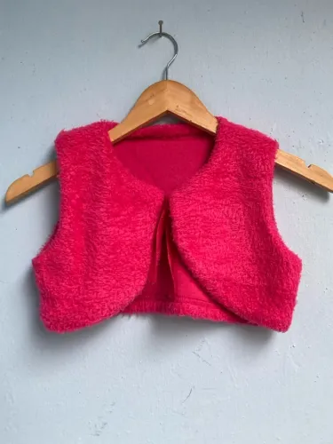 Colete de Pelinho Infantil Rosa, Tam 10