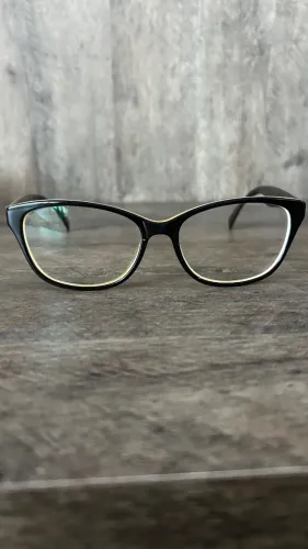 Armação de Óculos- Preta/Amarela com Haste Oncinha