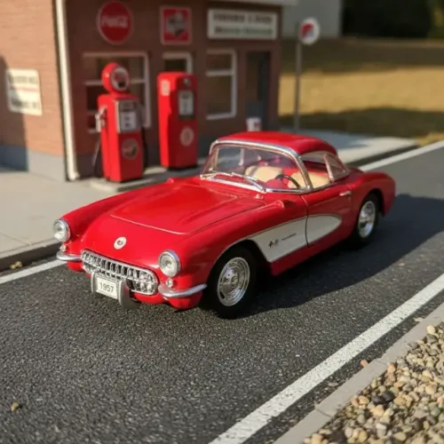 Carrinho de Brinquedo Corvette Chevrolet 1/34 - Miniatura Esportiva Vermelha - Fricção