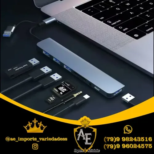 Adaptador USB Hub 7 em 1 para Notebook