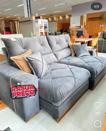 SOFÁ RETRATIL RECLINAVEL 2,50 MOLAS ENSACADA ESPUMA D33