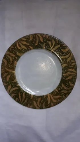 Prato Raso P/ Serviços Vidro Transparente e Decorado 33 Cm