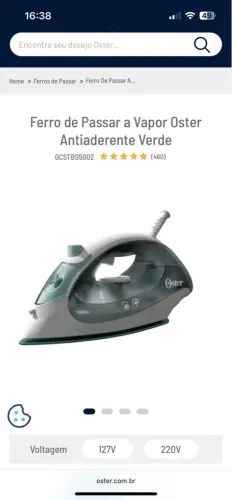 Ferro de Passar a Vapor Oster Antiaderente Verde