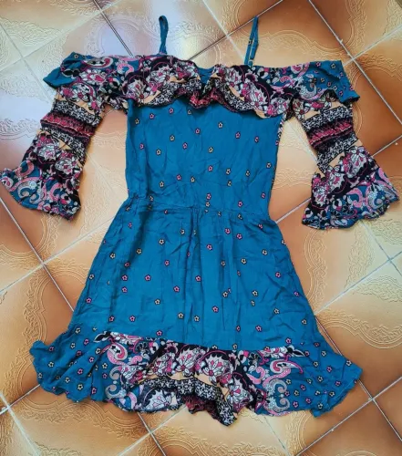 Vestido Boho Chic Azul com Estampas