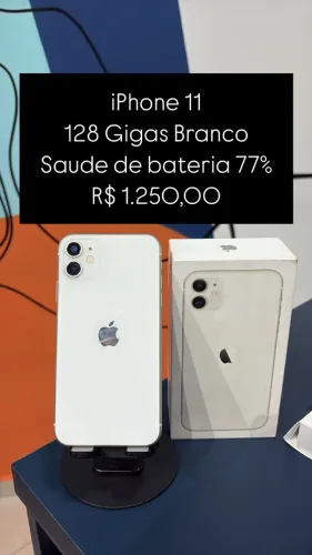 iPhone 11/ 64gb/ branco/ saude de bateria: 73%/ loja fisica/ $1.250,00