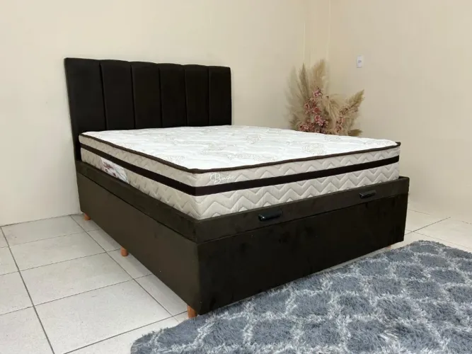 Colchão Basic Molas Ensacadas Casal + Base Bau l54