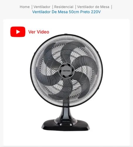Ventilador de Mesa 50cm Preto Ventisol 220V